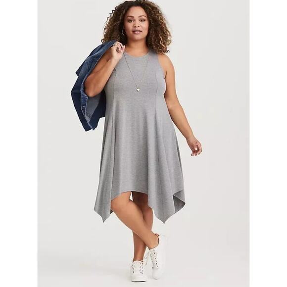 Torrid Dress Knee Length Dress Trapeze Dress Sleeveless Dress 2X Gray Jersey - Picture 5 of 9